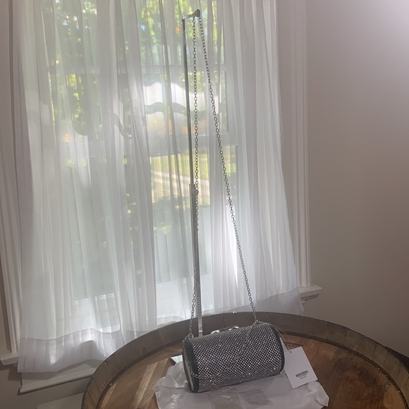 Olivia Miller | NWT Reagan Rhinestone Cylinder Bag Clutch + 2 Chain Straps - Picture 4 of 17